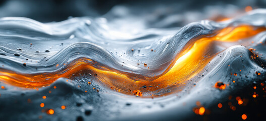 Poster - Futuristic Molten Metal Flow with High Reflectivity and Shine in Intertwining Shapes