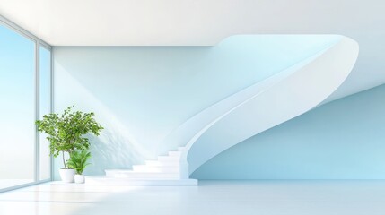 Poster - An interior shot of a futuristic home with minimalist design, smart home technology, and energy efficient features, illustrating a vision for comfortable and sustainable living.