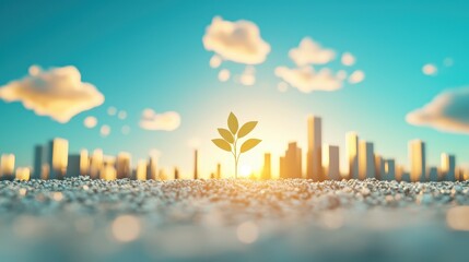 Poster - a time lapse sequence showing the transformation of a barren land into a thriving urban center, high