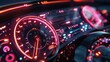 © hazia - Futuristic car dashboard with glowing speedometer and digital displays.