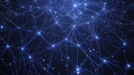 Poster - Abstract Digital Network Background with Bright Nodes and Connecting Lines Representing Data Points and Complex Interactions in Technology and Communication Systems