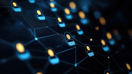 Leinwandbilder - A digital network visualization showing connected user icons, symbolizing communication or data exchange in a modern technological environment.