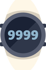 Poster - electronic smartwatch displaying 9999 steps, concept of reaching a goal or achievement in fitness tr