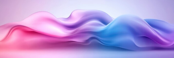 Wall Mural - Abstract flowing waves in pink and blue hues on a gradient background.
