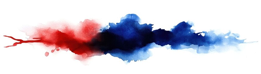 Wall Mural - Colorful abstract watercolor splash in red and blue, white isolate background