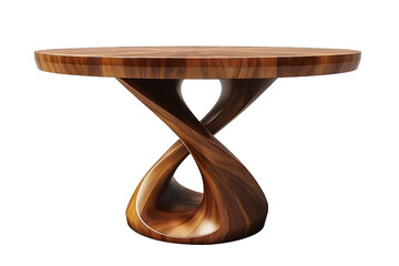 wooden lacquered table with black metal legs on white background