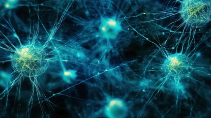Leinwandbilder - A cyber network grid with artificial neurons marks this technology abstract.