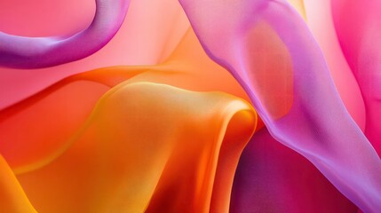 Poster - A close-up of multicolored fabric against a pink and orange background