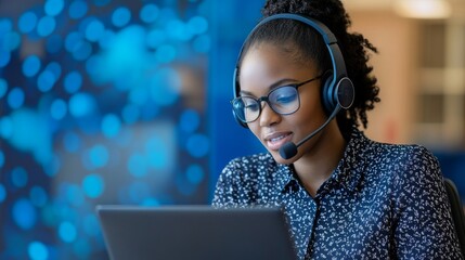 Poster - Remote work engagement professional woman home office digital interaction modern environment close-up view empowerment