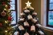 © Michael - Magical Book Tree with Handmade Ornaments and Glowing Star Celebrating Holiday Learning and the Joy of Reading