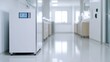 © Bonsales - Medical refrigerator in bright laboratory corridor, ensuring secure storage of vaccines and medications