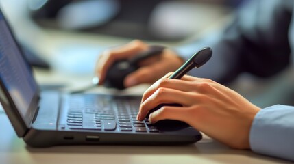 Poster - Engaging digital design workflow home office work setup modern environment close-up view productivity focus