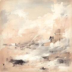 Poster - Dreamy pastel abstract painting with soft brushstrokes in neutral tones