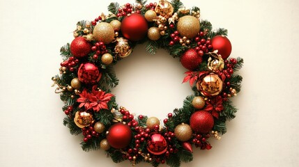 Wall Mural - christmas wreath isolated on white