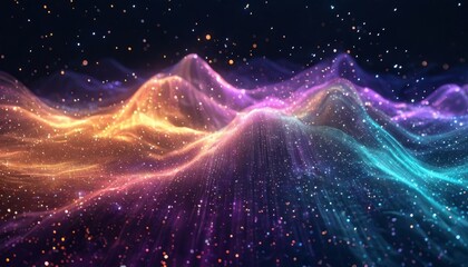 Wall Mural - stunning vivid aurora borealis flaring in sky over snowy mountains, nightlapse