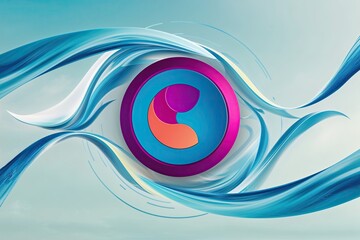 Poster - Modern Emblem Design with Dynamic Wave Patterns on Clean Background