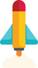 Poster - rocket ship is launching into space, leaving a trail of smoke