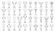 © Mar - Set of cups and trophies, hand drawn silhouette, sketch