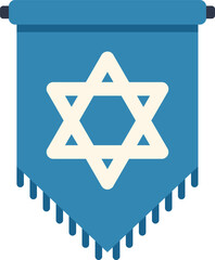 Poster - blue pennant flag featuring the star of david hanging for hanukkah celebration, judaism religious sy