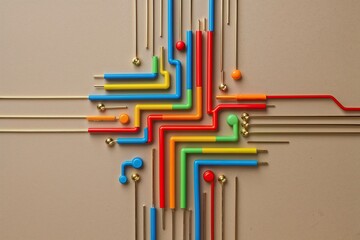Poster - Elegant Circuit Design with Colorful 3D Elements on a Neutral Backdrop