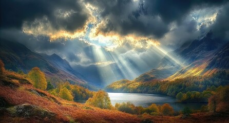 Wall Mural - Beautiful photograph of the Lake District in England, with the majestic mountains