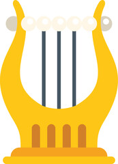 Poster - golden harp standing on wooden pedestal with strings isolated on white background