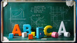 © Francesco  - Vibrant 3D Letters and Whimsical Chalk Art on a Green Chalkboard
