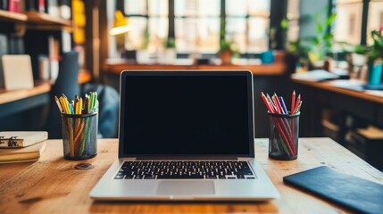 Poster - Workspace setup home office technology cozy environment aesthetic view productivity concept