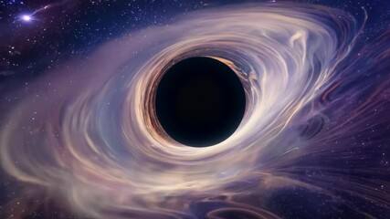 Poster - Black hole in space. Scientific phenomena of black hole star in space attracting galaxies