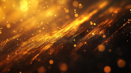 Poster - Dynamic golden particles abstract background digital art studio environment close-up view motion concept for visual impact