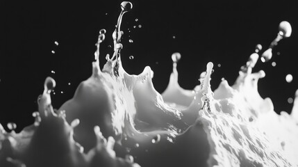 Poster - Dynamic splash of white liquid abstract art studio high contrast close-up creative expression for visual impact