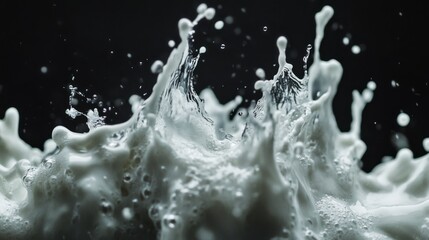 Poster - Dynamic water splash action studio photography black background close-up fluid motion for visual impact