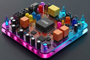 Poster - Innovative Circuit Design Featuring Vibrant Base and Colorful Fluid Components