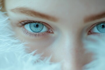 Wall Mural - A close-up shot of a person with bright blue eyes