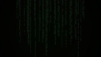 Fototapete - Matrix movie style background with streaming green digits in a dark environment
