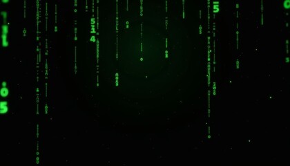 Fototapete - Matrix movie style background with cascading green numbers in a dark atmosphere