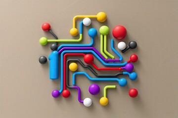 Poster - Sophisticated Circuit Design Featuring Vibrant 3D Elements Against a Neutral Background
