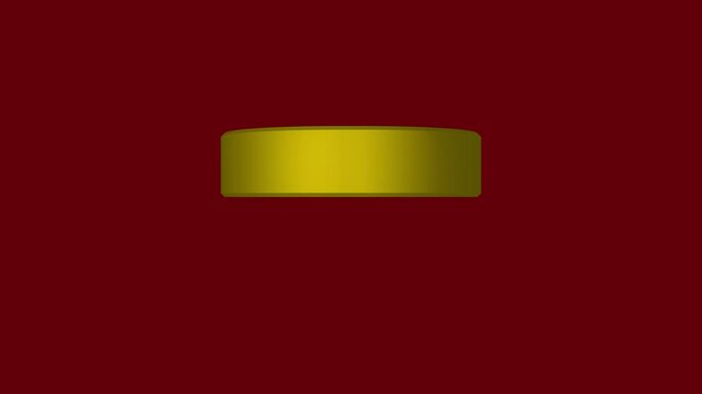 Letter O gold color 3D animation on red background.