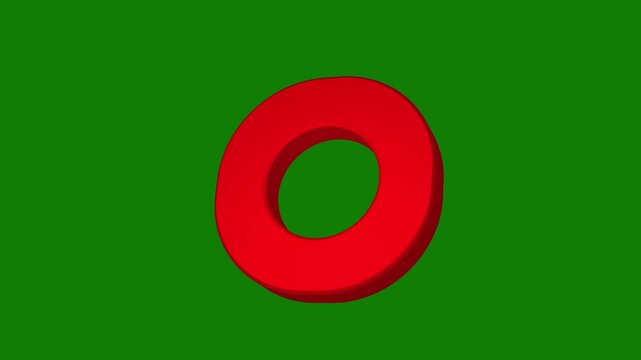 Number 0 animation on green background, number zero.