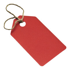 PNG Bright red tag with string for labeling items