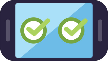 Poster - smartphone displaying two green check marks, conveying a sense of accomplishment or successful compl