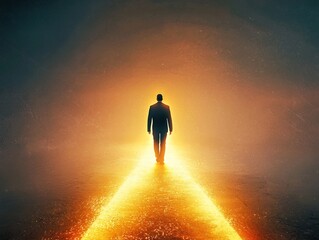 Wall Mural - Visionary Leader Guides the Path to Success on Glowing Road