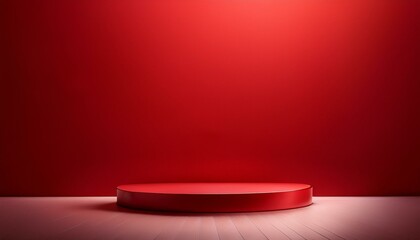 Poster - Empty room interior design or red pedestal display on vivid background with blank stand