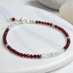 Wall Mural - Elegant Garnet and Moonstone Bracelet Crafted in Artisan Style. Generative AI