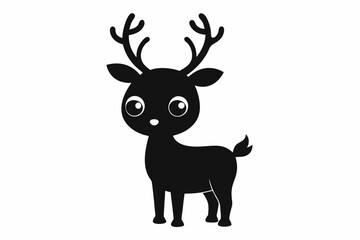 Wall Mural - Cute Reindeer Silhouette Vector, Deer Silhouette, Baby Deer Silhouette Vector