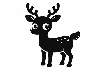 Wall Mural - Cute Reindeer Silhouette Vector, Deer Silhouette, Baby Deer Silhouette Vector