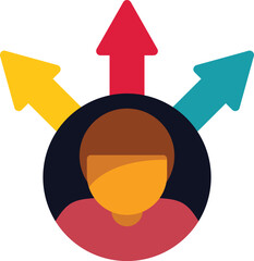 Poster - businessman making a decision choosing the right way at crossroads standing at a fork in the road