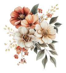 Wall Mural - PNG Vibrant floral arrangement with leaves