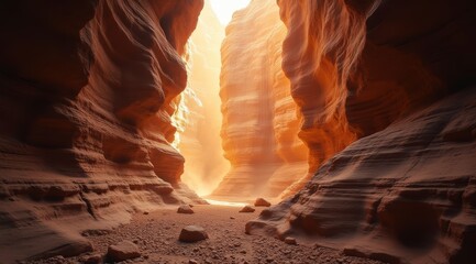 Wall Mural - Stunning natural canyon with glowing sunlight