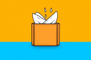 Poster - Allergies depicted as a stylized tissue box icon with simple flowing lines representing sneezing